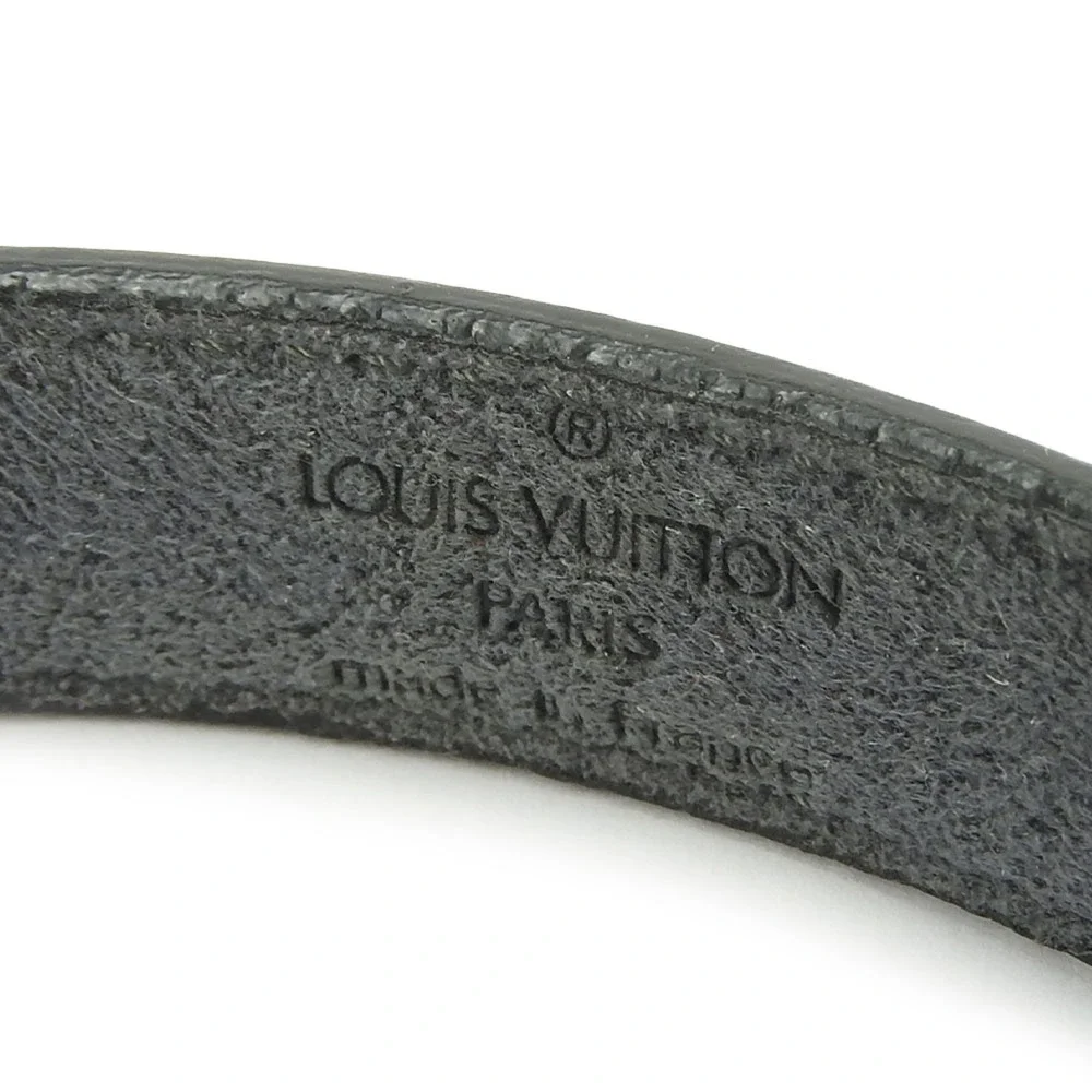 LOUIS VUITTON Black Leather Charm Bracelet